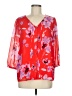 Calvin Klein 100% Polyester Floral Red 3/4 Sleeve Blouse Size M - photo 1