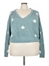 Arula 100% Acrylic Stars Teal Pullover Sweater Size 3X - photo 1