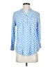 Liza Byrd 100% Rayon Chevron-herringbone Blue 3/4 Sleeve Button-Down Shirt Size S - photo 1