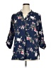 Timeson 100% Polyester Floral Blue 3/4 Sleeve Blouse Size XL - photo 1