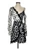Self-Portrait 100% Cotton Animal Print Silver White Leopard Printed Mini Dress Size 0 - photo 1