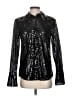 NONchalant 100% Polyester Metallic Black Long Sleeve Blouse Size XS - photo 1