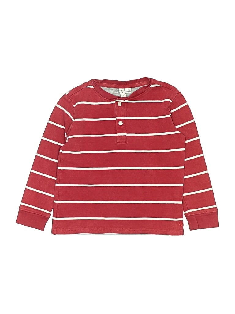 Pre-owned Janie And Jack Kids' Long Sleeve Henley Shirt In Burgundy