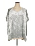 Ellos Metallic Silver Short Sleeve Blouse Size 2X - photo 1