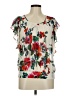 Black Rainn 100% Polyester Ivory Short Sleeve Blouse Size M - photo 1