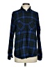 Express Plaid Blue Long Sleeve Button-Down Shirt Size S - photo 1