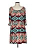 Glam 100% Polyester Print Teal Casual Dress Size L - photo 1