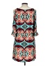 Glam 100% Polyester Print Teal Casual Dress Size L - photo 2
