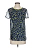 Ella Moss 100% Silk Floral Blue Short Sleeve Silk Top Size XS - photo 1