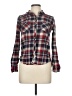 Love Notes 100% Rayon Plaid Burgundy Long Sleeve Button-Down Shirt Size M - photo 1