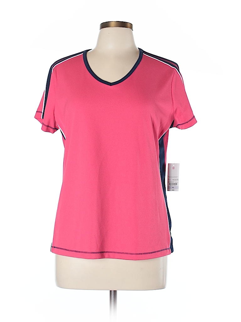 Made for Life 100% Polyester Solid Pink Active T-Shirt Size L (Petite ...