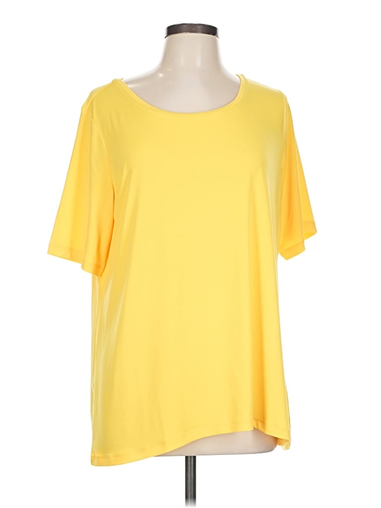 Pre-owned Susan Graver Short Sleeve T-shirt In Yellow