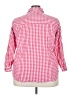 Unbranded Checkered-gingham Pink 3/4 Sleeve Button-Down Shirt Size 4X - photo 2