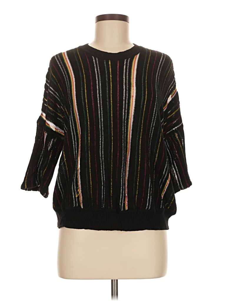 Pre-owned Adam Lippes 3/4 Sleeve Top Black Boatneck Tops