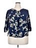 St. John's Bay 100% Rayon Floral Blue 3/4 Sleeve Blouse Size 0X - photo 1