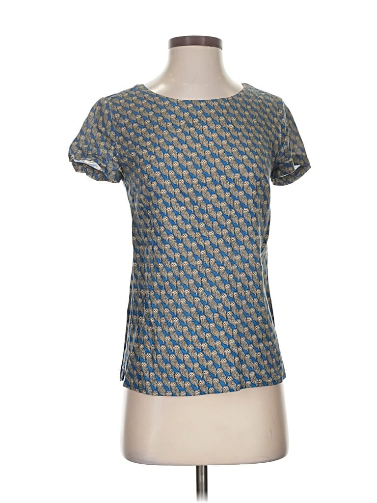 Pre-owned Brooklyn Industries Short Sleeve Top Blue Square Neckline Tops