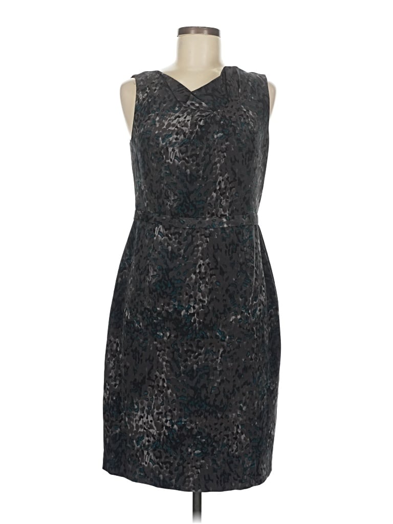 Elie Tahari Cocktail Dress - Sheath: Gray Tweed Pattern Dresses - Used - Size 8