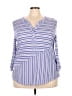 Links Stripes Blue Long Sleeve Blouse Size 2X - photo 1