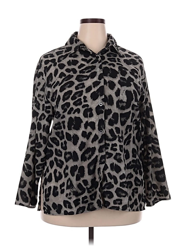 Pre-owned Zanzea Collection 3/4 Sleeve Blouse In Gray