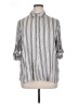 Max Studio 100% Rayon Stripes Silver 3/4 Sleeve Button-Down Shirt Size 1X - photo 1