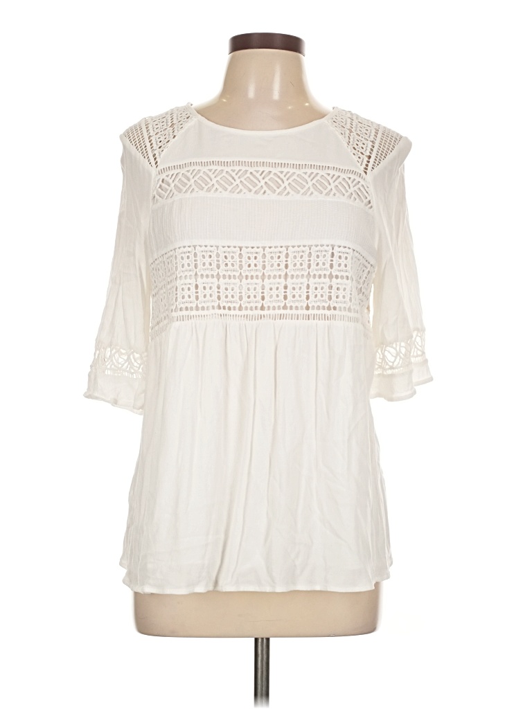 Pre-owned Pale Sky 3/4 Sleeve Blouse In White