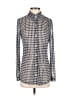CAbi Houndstooth Blue Long Sleeve Blouse Size S - photo 1