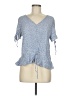 H&M 100% Viscose Blue Short Sleeve Blouse Size 8 - photo 1