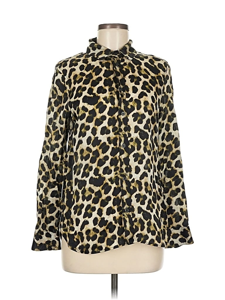 Pre-owned 7 For All Mankind Long Sleeve Blouse In Black