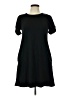 Aqua Solid Black Casual Dress Size L - photo 1