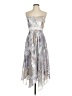 Badgley Mischka 100% Polyester Paisley Silver Cocktail Dress Size 6 - photo 1