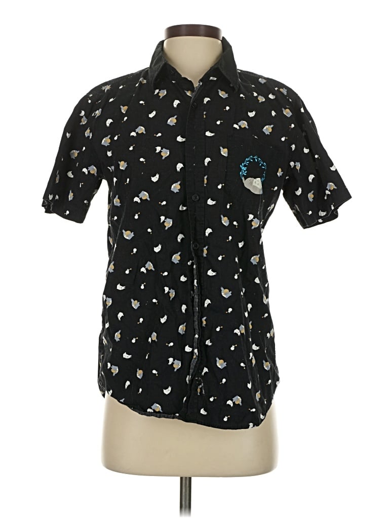 Pre-owned Hot Topic Short Sleeve Button Down Shirt In Black
