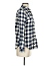 Zara Basic Checkered-gingham Blue Long Sleeve Button-Down Shirt Size S - photo 4