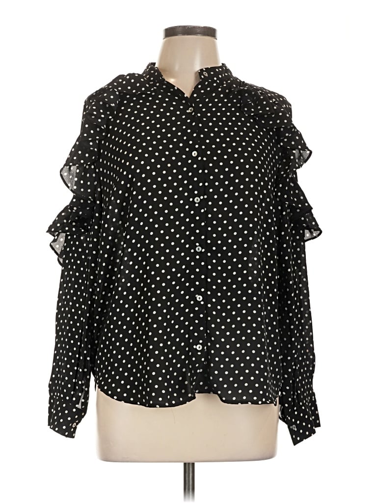 Pre-owned Papaya Long Sleeve Blouse In Black