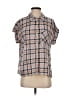 Sanctuary Plaid Brown Short Sleeve Blouse Size XS - photo 1
