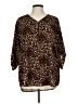 Cathy Animal Print Brown Tan 3/4 Sleeve Blouse Size L - photo 1