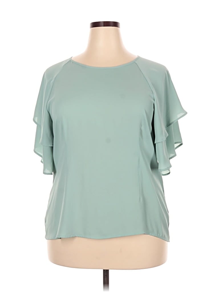 Pre-owned Ann Taylor Short Sleeve Blouse In Blue
