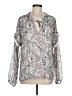 Aqua 100% Polyester Paisley Silver Long Sleeve Blouse Size M - photo 1