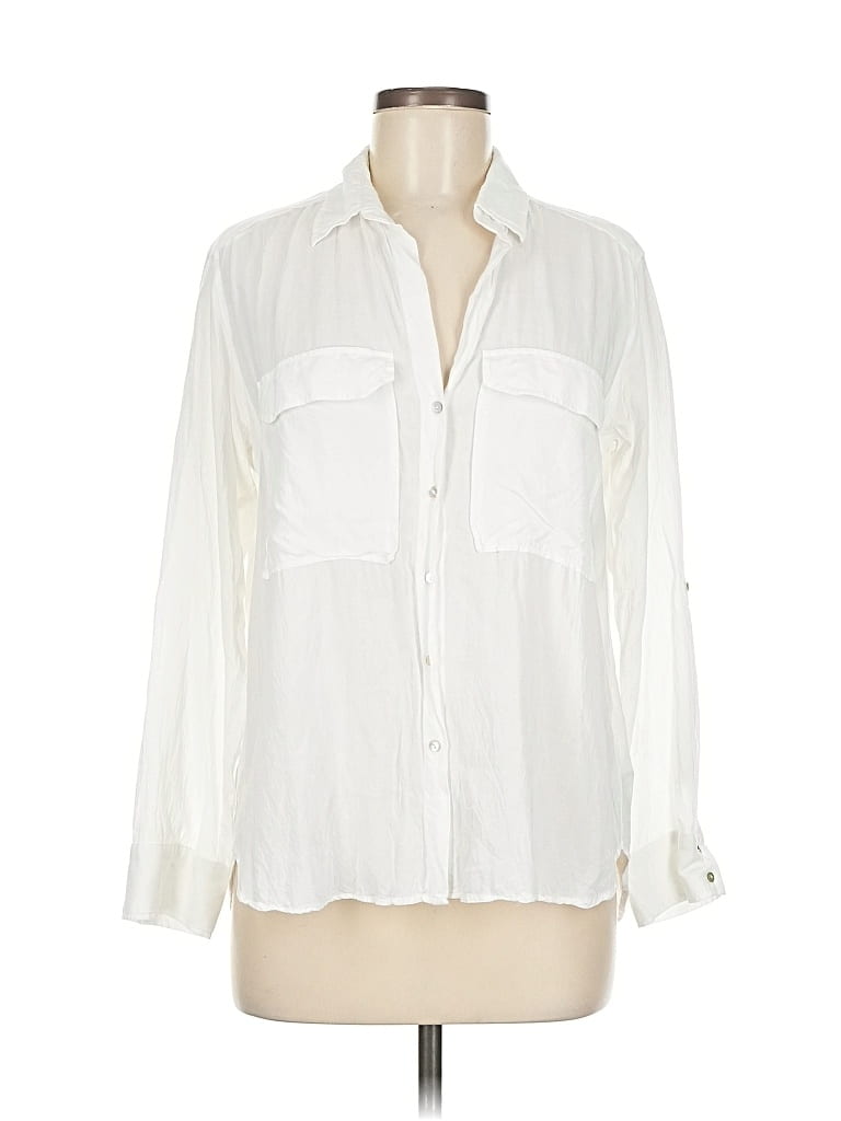 Pre-owned Zara Long Sleeve Blouse In White