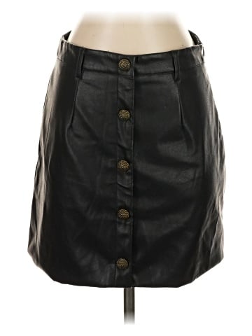 Aqua Faux Leather Skirt (view 1)