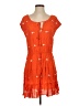 Leifnotes 100% Rayon Hearts Orange Casual Dress Size 4 - photo 1