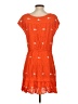 Leifnotes 100% Rayon Hearts Orange Casual Dress Size 4 - photo 2