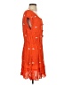 Leifnotes 100% Rayon Hearts Orange Casual Dress Size 4 - photo 4
