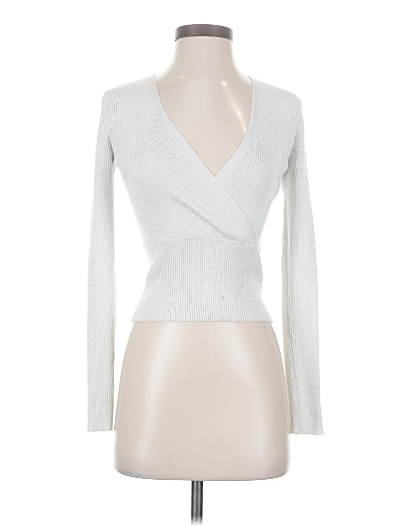 Pre-owned Pink Rose Cardigan Sweater In Silver