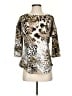 Keren Hart Animal Print Gold 3/4 Sleeve Blouse Size S - photo 1