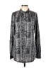 BCBGMAXAZRIA Paisley Silver Long Sleeve Button-Down Shirt Size L - photo 1