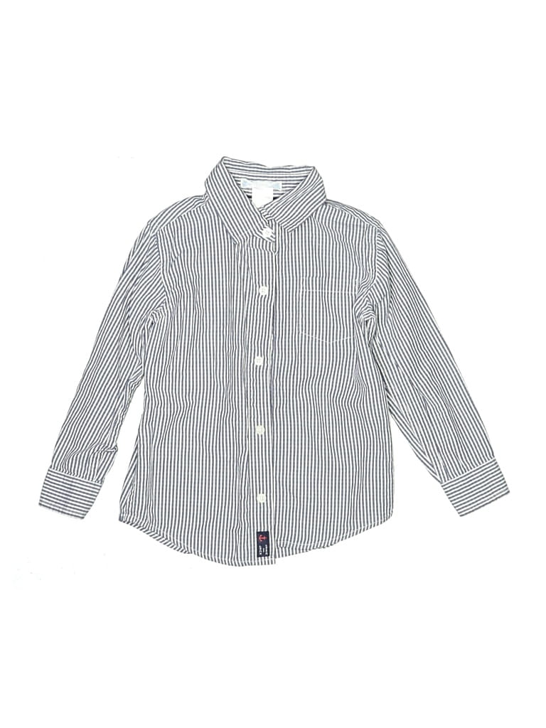 Pre-owned Janie And Jack Kids' Long Sleeve Button Down Shirt In Gray