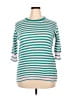 Unbranded 100% Polyester Stripes Teal Pullover Sweater Size 2X - photo 1