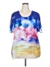 One World 100% Polyester Floral Blue Short Sleeve T-Shirt Size 2X - photo 1