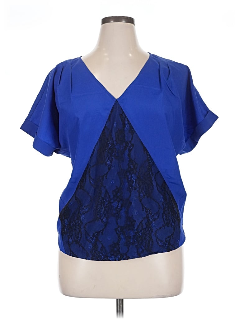 Pre-owned Sugarlips Short Sleeve Blouse In Blue