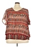 Dots Brown Short Sleeve Blouse Size 3X - photo 1